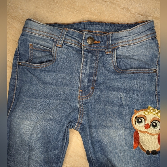 Girls Size Medium 7/8 Jeans With Owl Patch & Green Denim Crazy 8 Eyelet Jacket - Picture 8 of 11